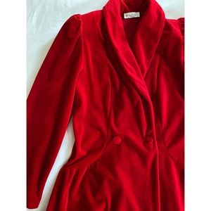 Miss Elaine Vintage House Coat Size Small Red Velour